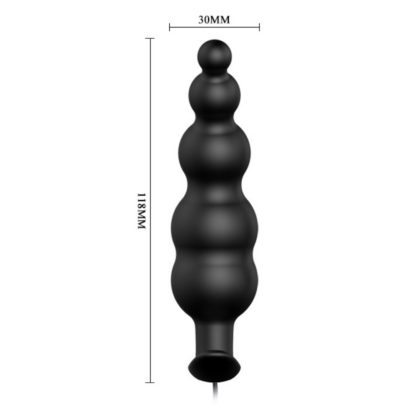 Black Silicone Butt Plug with different bubble shapes.