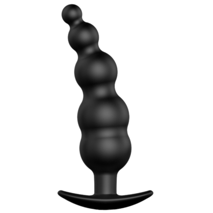 Black Silicone Butt Plug with different bubble shapes.