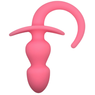 Pink double beaded pup tail butt plug for pup play
