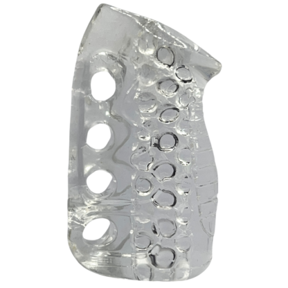 Clear ribbed TPE penis stroker with finger holes
