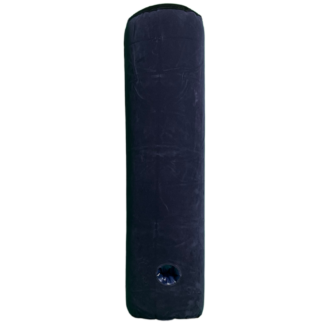 Inflatable sex pillow, black, with a hole in the middle, made of PVC flocking material.