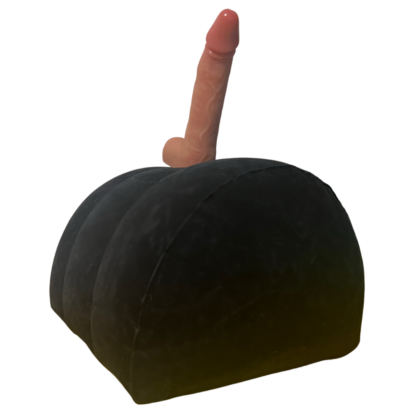 Inflatable sex pillow, black, with a hole in the middle with Dildo insert