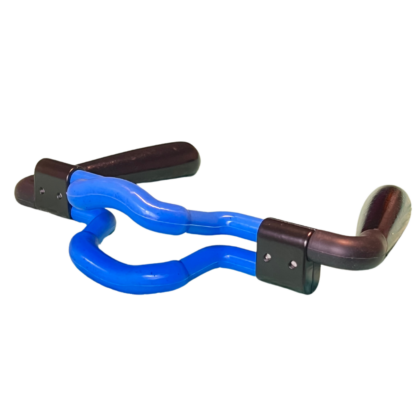 Penis stretching jelqle device with blue and black handles.