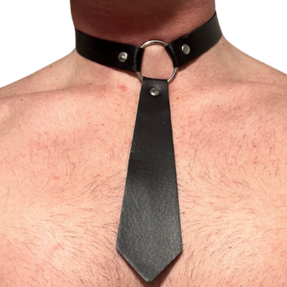 PU Leather tie choker with buckle for fetish wear BDSM