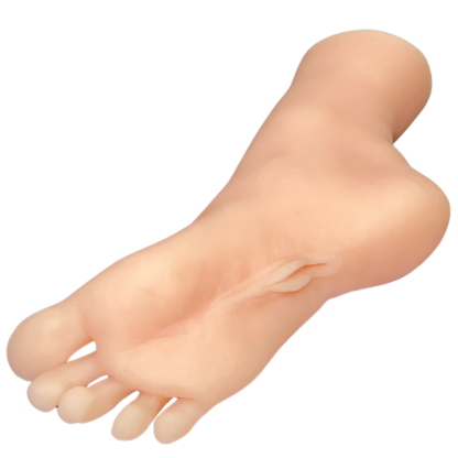 A silicone foot sex toy. Soft toes, sole of foot has vagina entry.