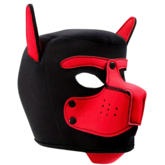 pup hood mask in Red