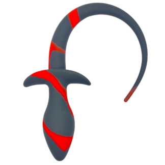 Red and Black silicone butt plug for pup play