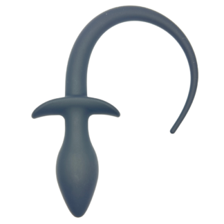 Black silicone butt plug for pup play