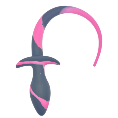 light pink and Black silicone butt plug for pup play