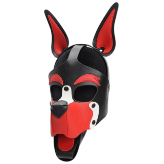 PU Leather Pup Hood in Glow in Red
