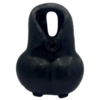 Black Silicone cock ring and egg shaped ball holder
