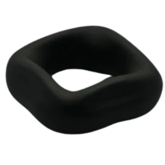 Soft liquid silicone cock ring in black.
