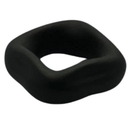 Soft liquid silicone cock ring in black.