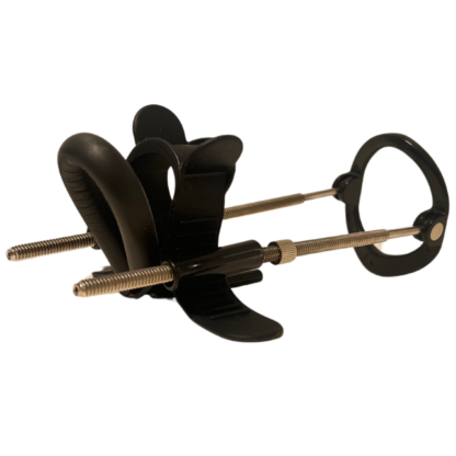Image of Tension Pro Stretcher for penis. Base with metal rods and grips at top.