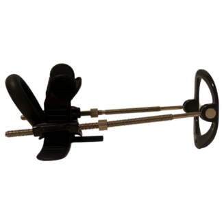 Image of Tension Pro Stretcher for penis. Base with metal rods and grips at top.
