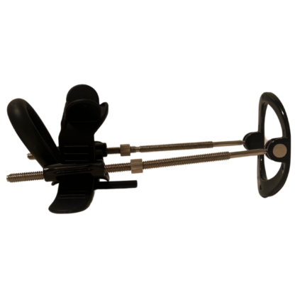 Image of Tension Pro Stretcher for penis. Base with metal rods and grips at top.