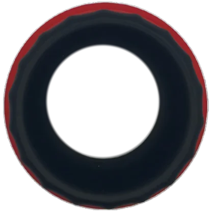 Red and black ball stretcher viewed from the top.