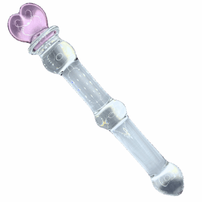 Image of glass dildo with love heart on top.