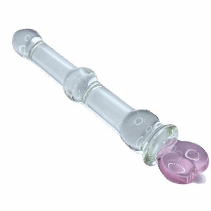 Image of glass dildo with love heart on top.