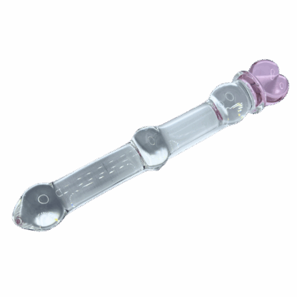 Image of glass dildo with love heart on top.