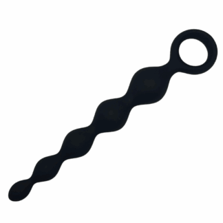 Beaded Plunge Butt Plug with finger loop at end.